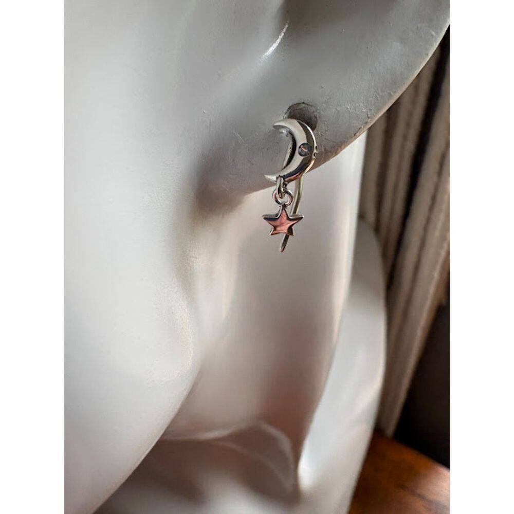 S925 Sterling Silver Zircon Star & Moon Earrings